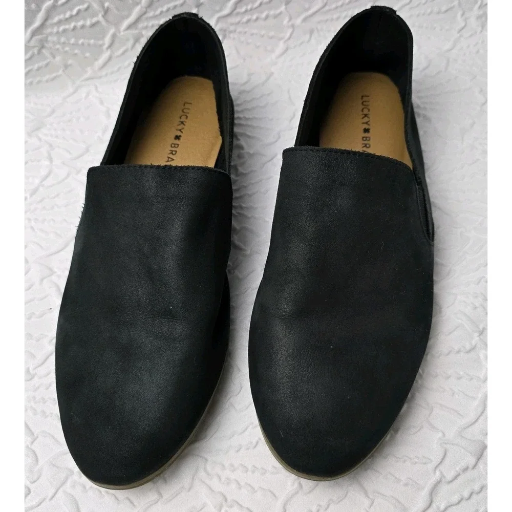 Lucky Brand Women's Black Leather‎ Loafers Flats Size 9/9.5